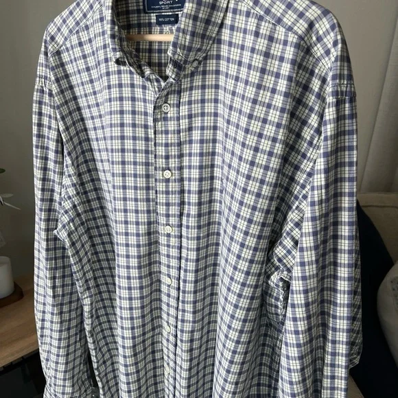 Ralph Lauren Sport Cotton Blue/white/yellow Plaid Longsleeve Button Up XL - Picture 2 of 13